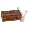BONG CRISTAL 17CM CON CAJA DE MADERA LABRADA